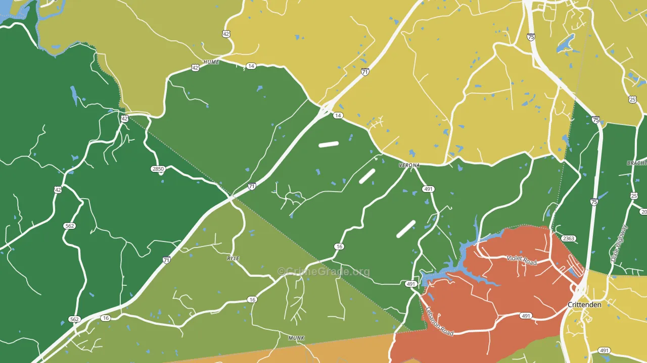 Verona, KY Map of Assault Rates