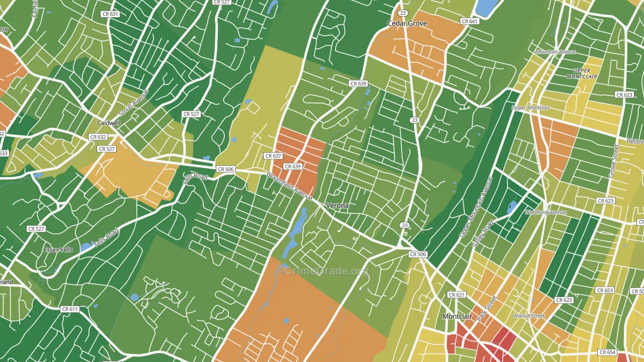 Verona, NJ Map of Assault Rates