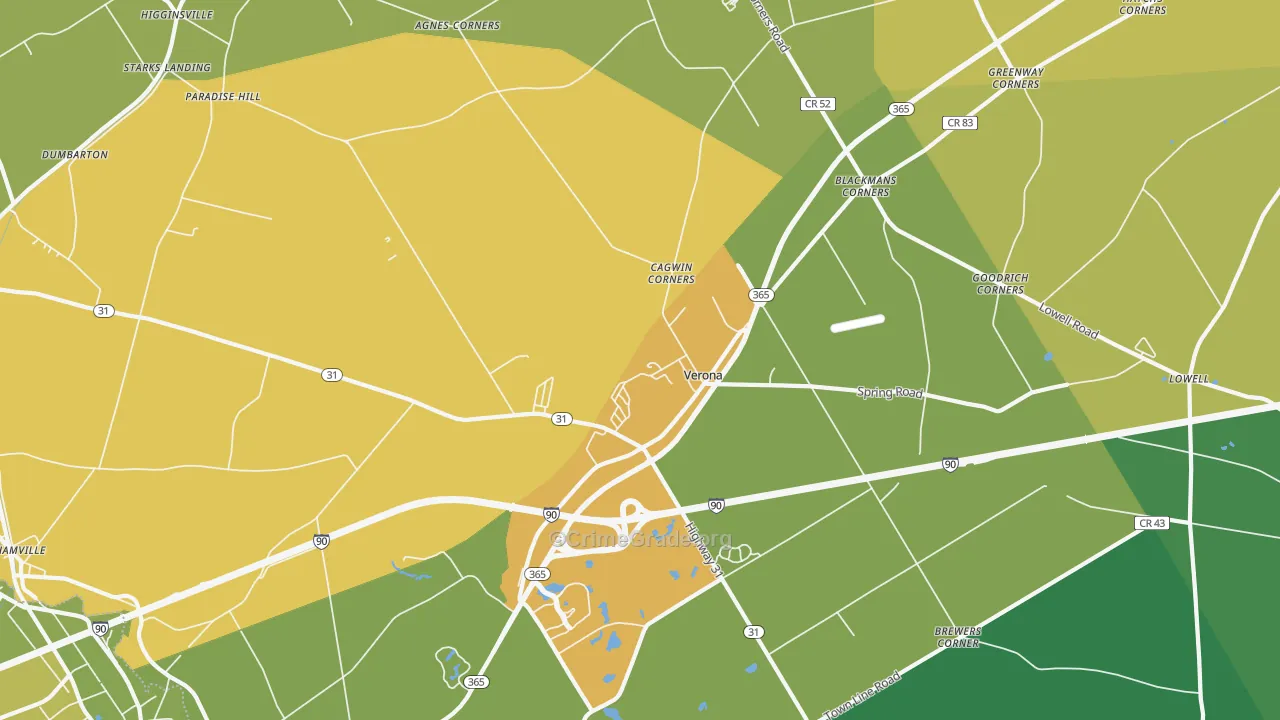 Verona, NY Map of Assault Rates