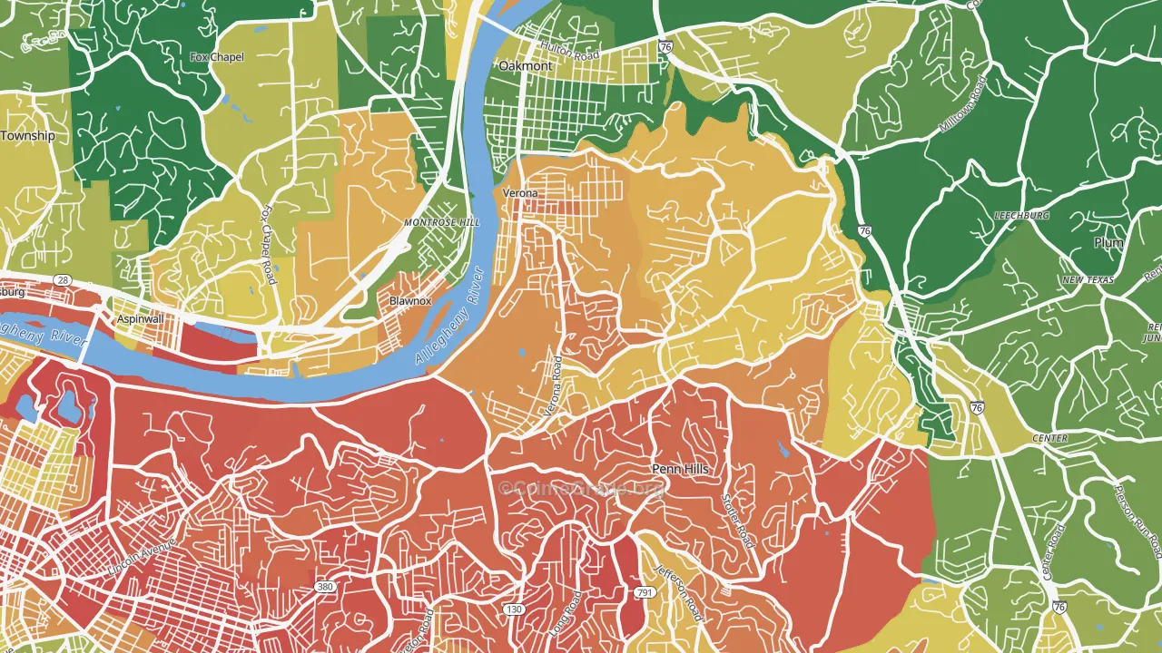 Verona, PA Map of Assault Rates