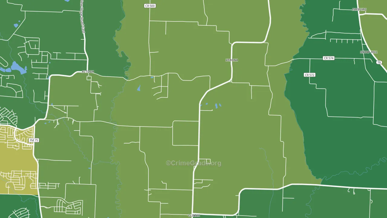 Verona, TX Map of Assault Rates