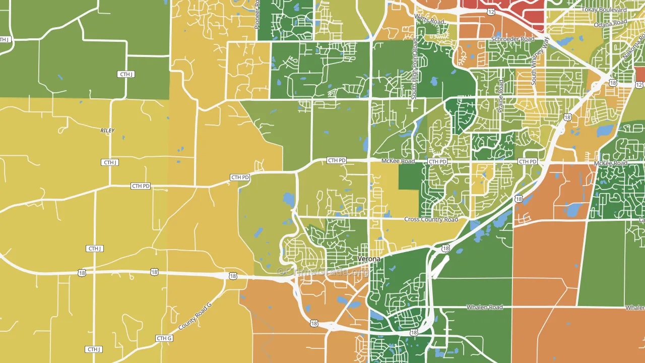 Verona, WI Map of Assault Rates