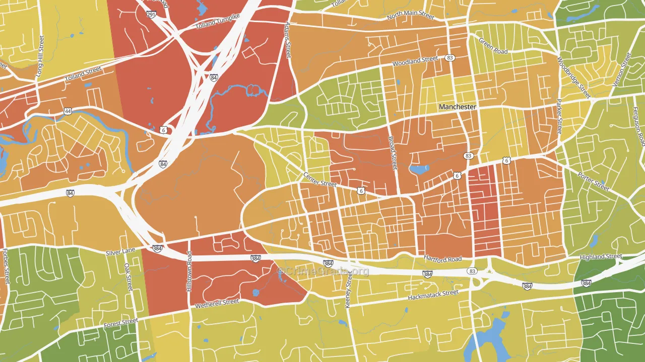 Verplanck, Manchester, CT Map of Assault Rates