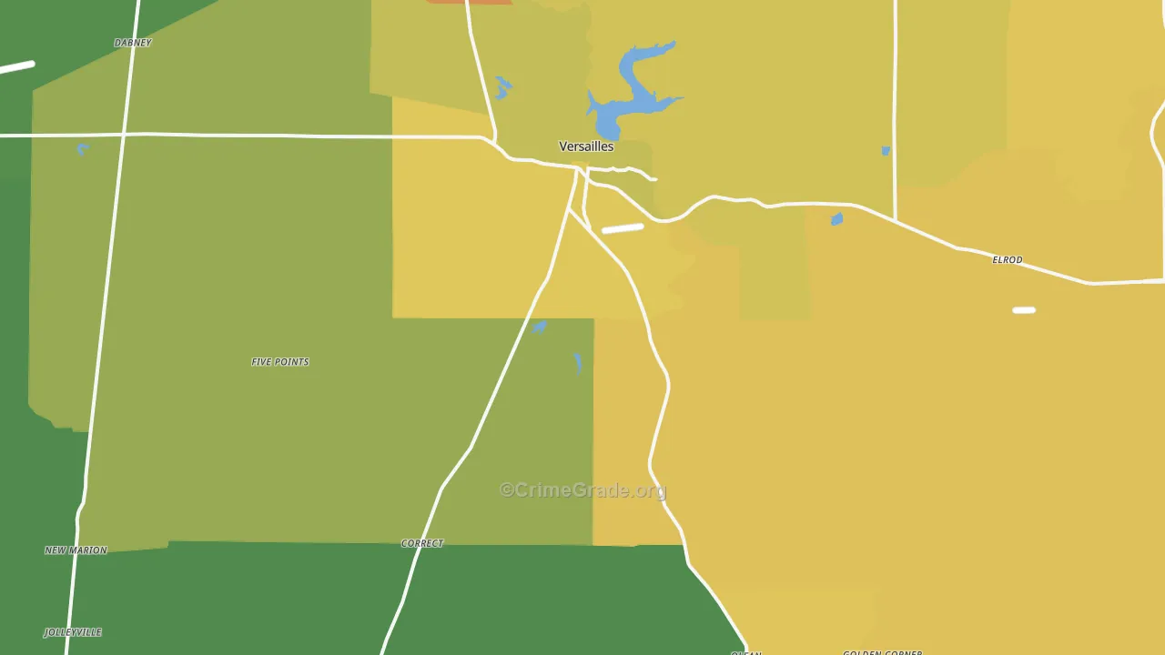 Versailles, IN Map of Assault Rates