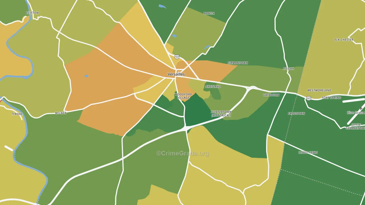 Versailles, KY Map of Assault Rates