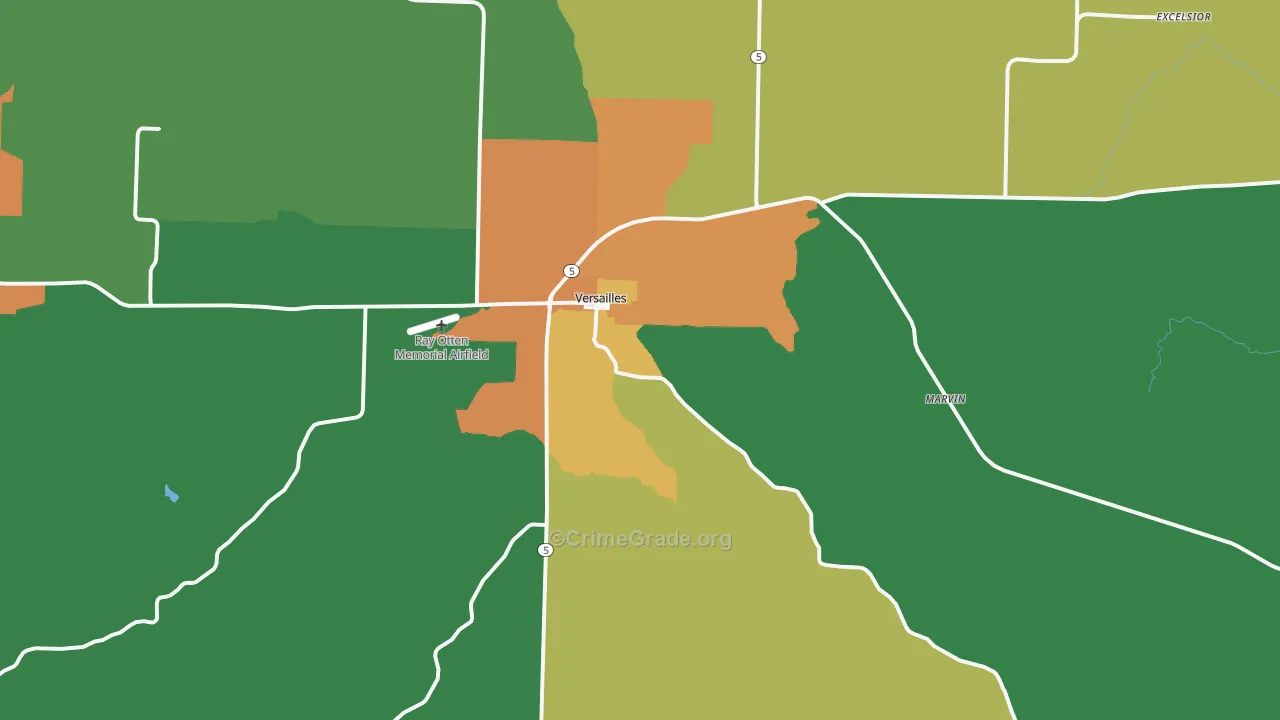 Versailles, MO Map of Assault Rates