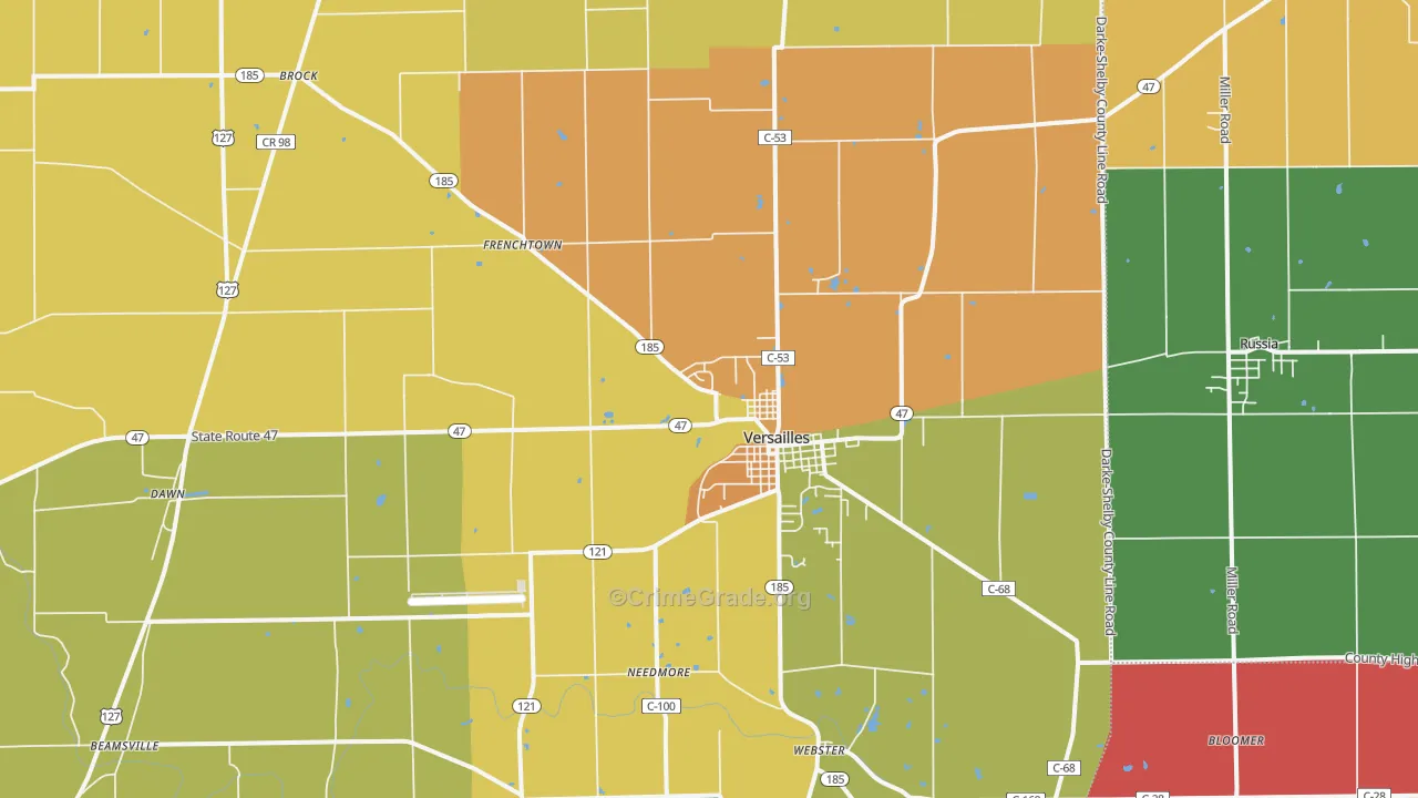 Versailles, OH Map of Assault Rates