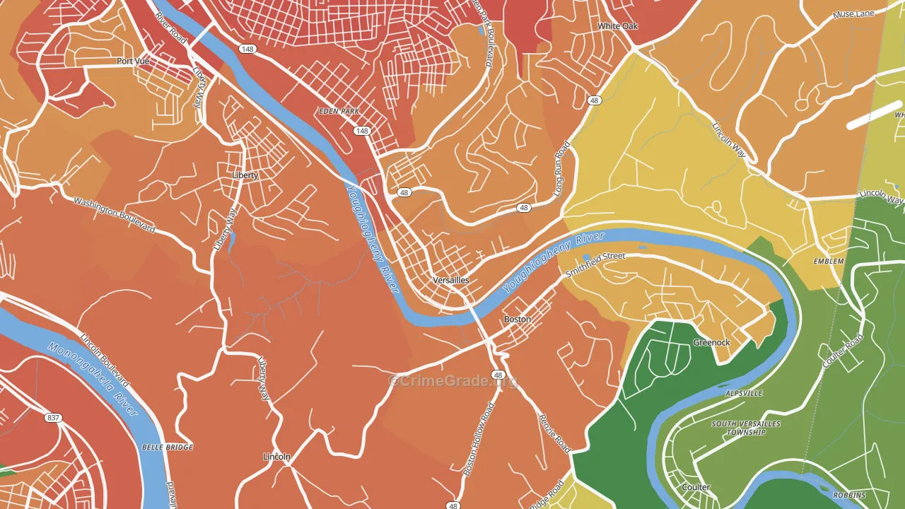 Versailles, PA Map of Assault Rates