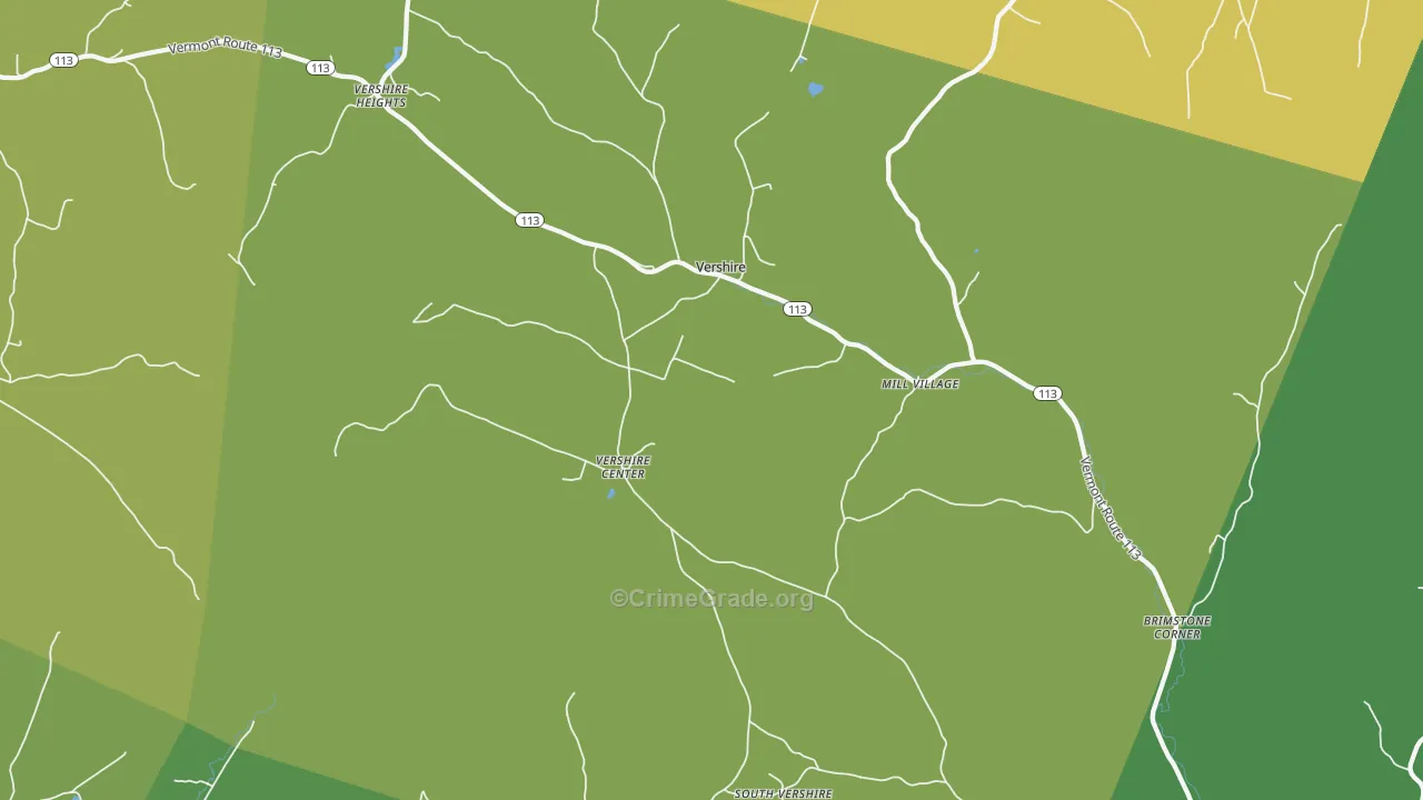 Vershire, VT Map of Assault Rates
