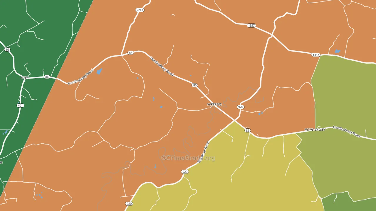 Vertrees, KY Map of Assault Rates
