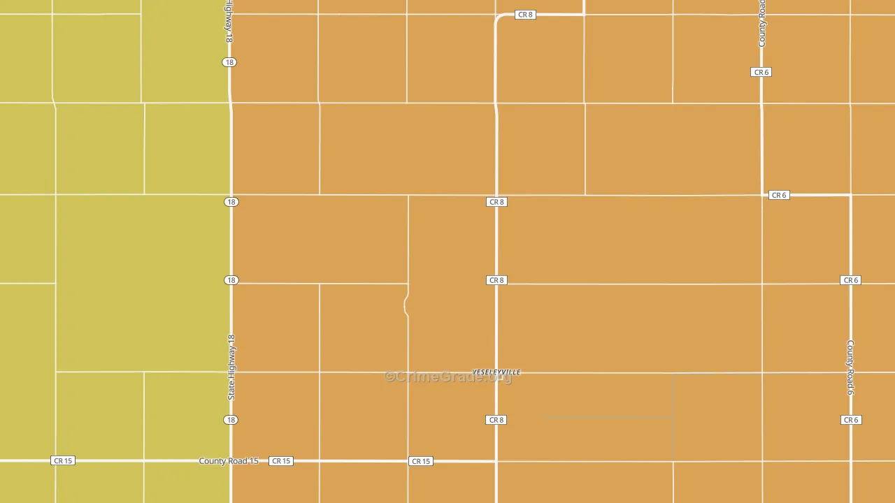 Veseleyville, ND Map of Assault Rates