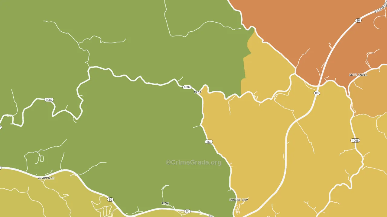 Vest, KY Map of Assault Rates