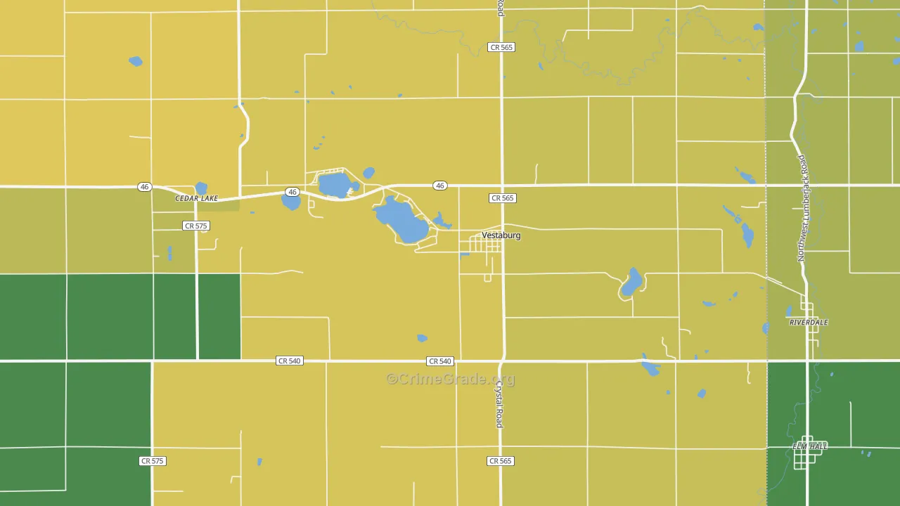 Vestaburg, MI Map of Assault Rates