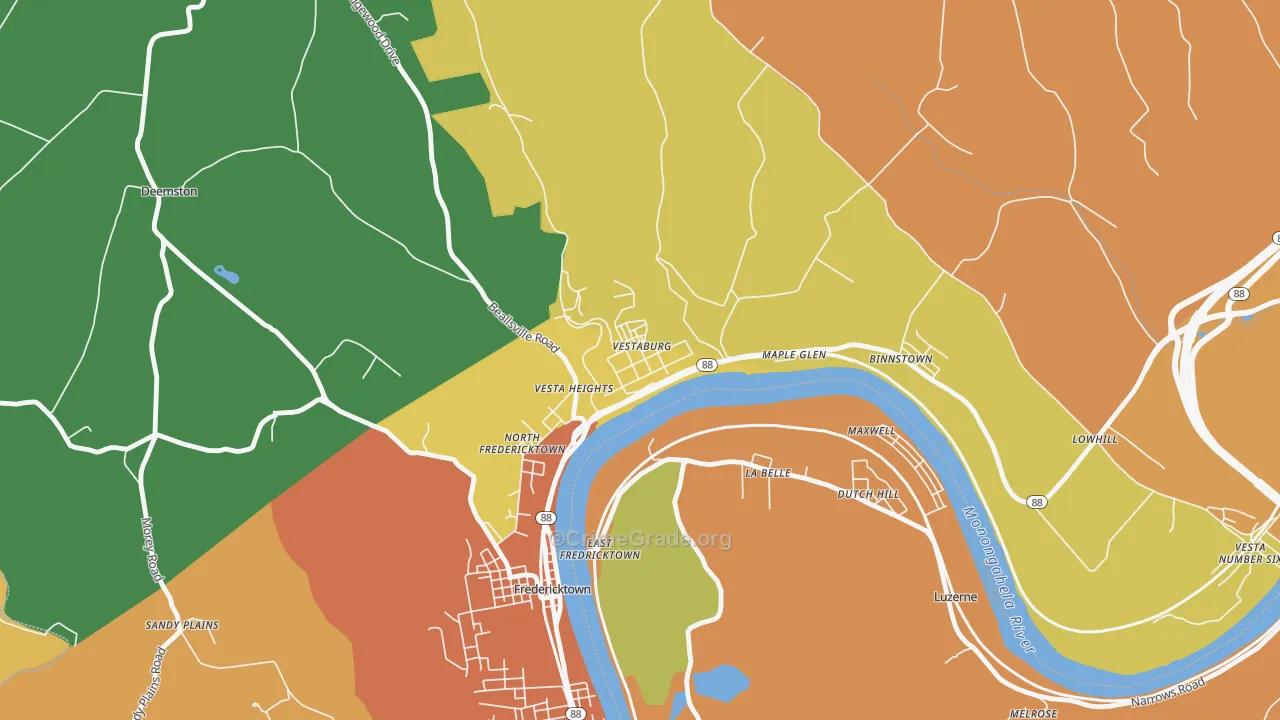 Vestaburg, PA Map of Assault Rates