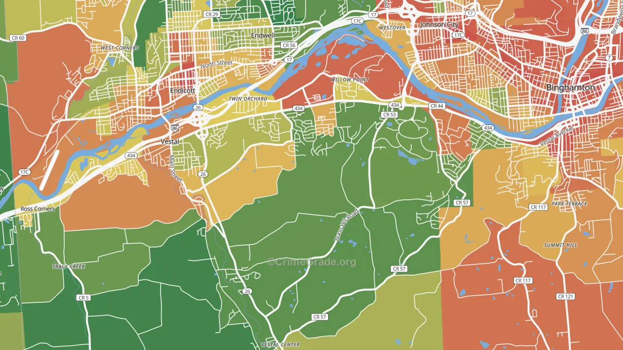 Vestal, NY Map of Assault Rates