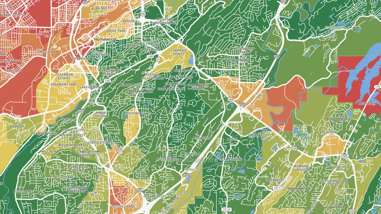 Vestavia Hills, AL Map of Assault Rates
