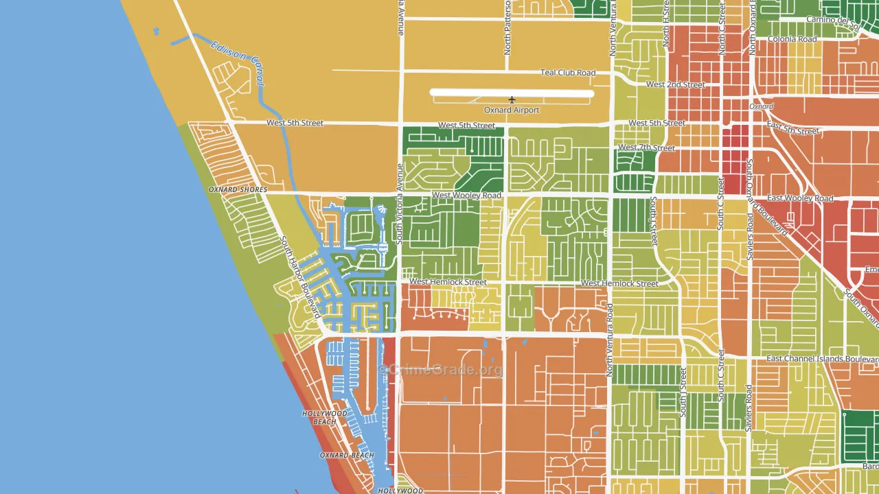 Via Marina, Oxnard, CA Map of Assault Rates
