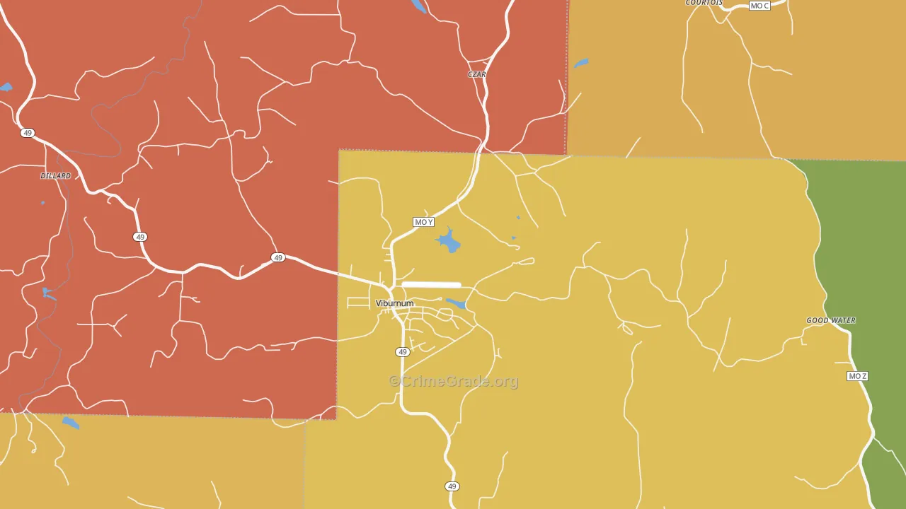 Viburnum, MO Map of Assault Rates
