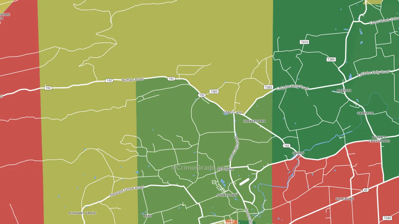 Vicksburg, PA Map of Assault Rates