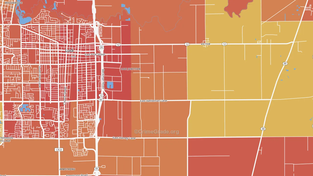 Victor, CA Map of Assault Rates