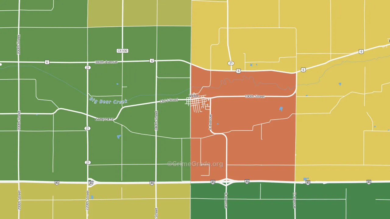 Victor, IA Map of Assault Rates