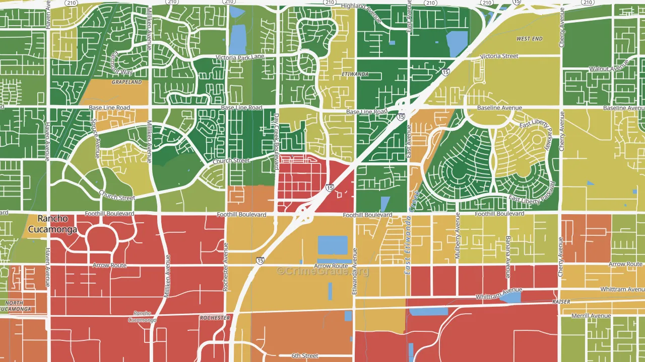 Victoria Gardens, Rancho Cucamonga, CA Map of Assault Rates