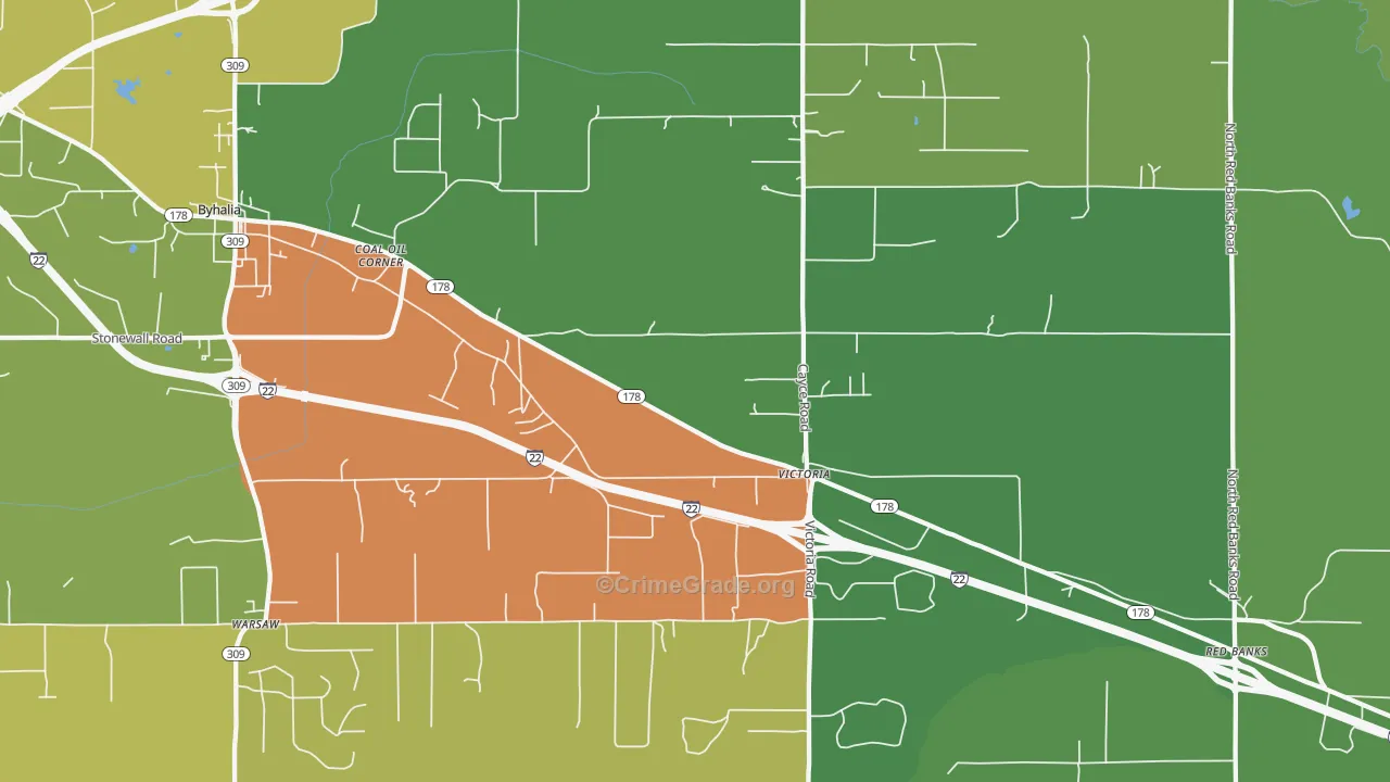 Victoria, MS Map of Assault Rates