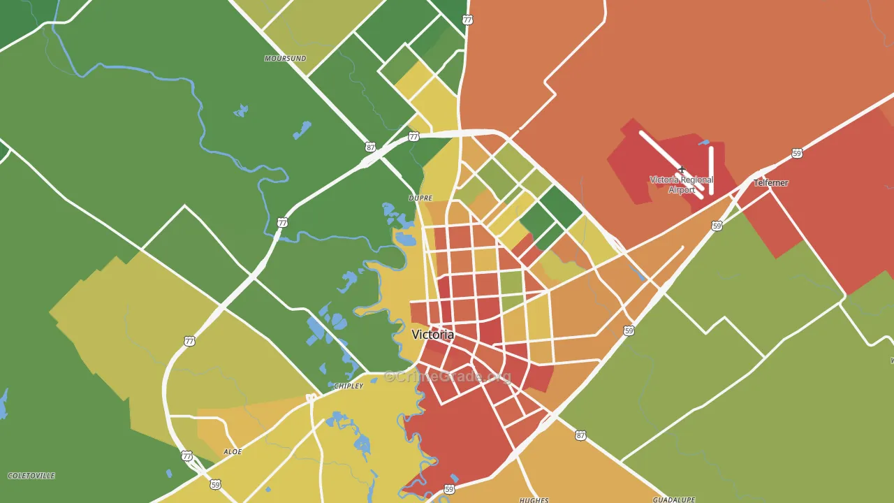 Victoria, TX Map of Assault Rates