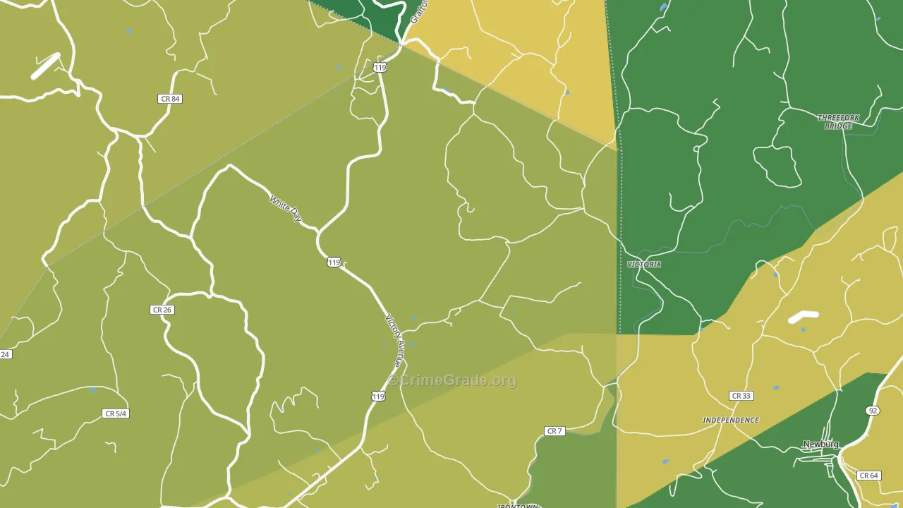 Victoria, WV Map of Assault Rates
