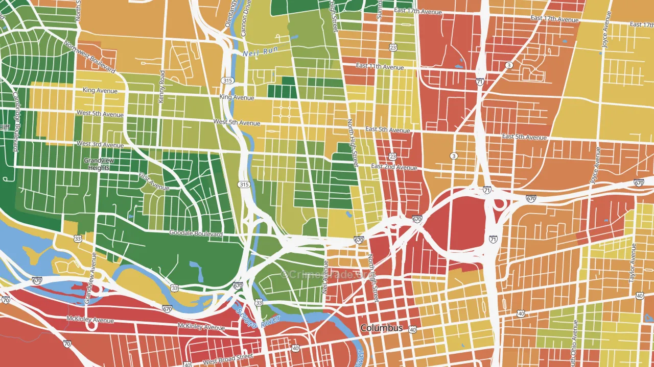 Victorian Village, Columbus, OH Map of Assault Rates