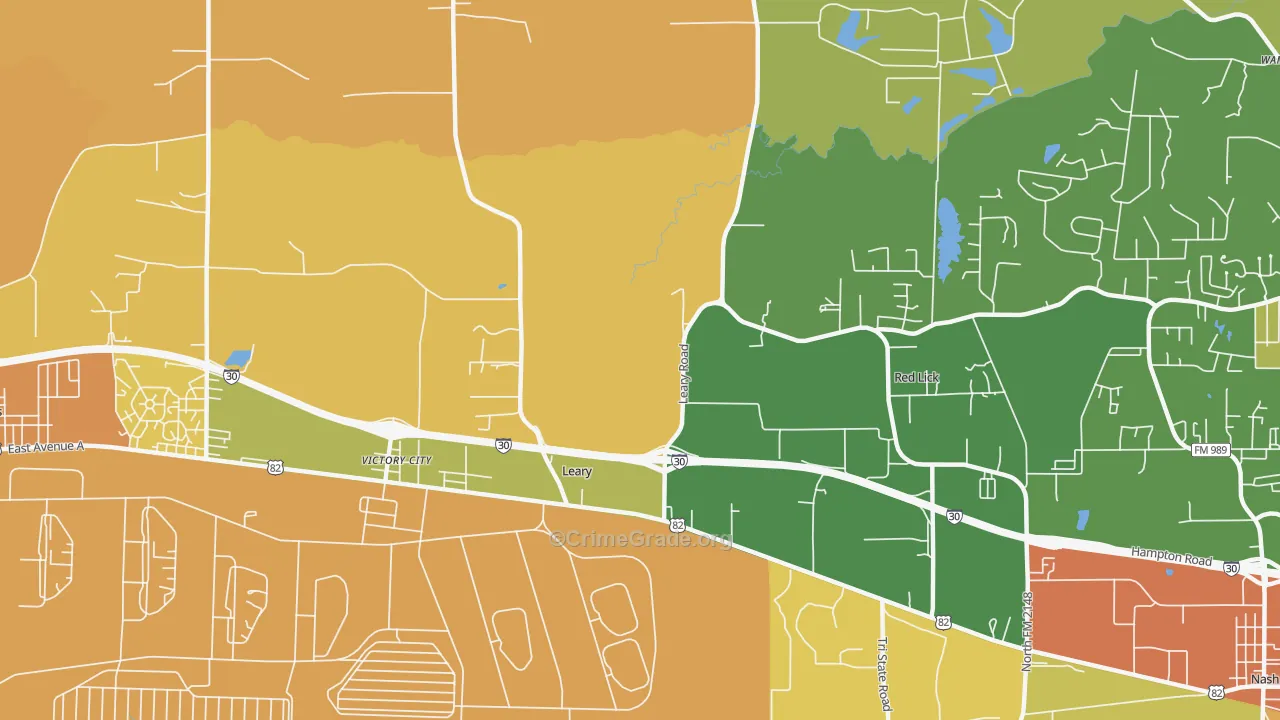 Victory City, TX Map of Assault Rates
