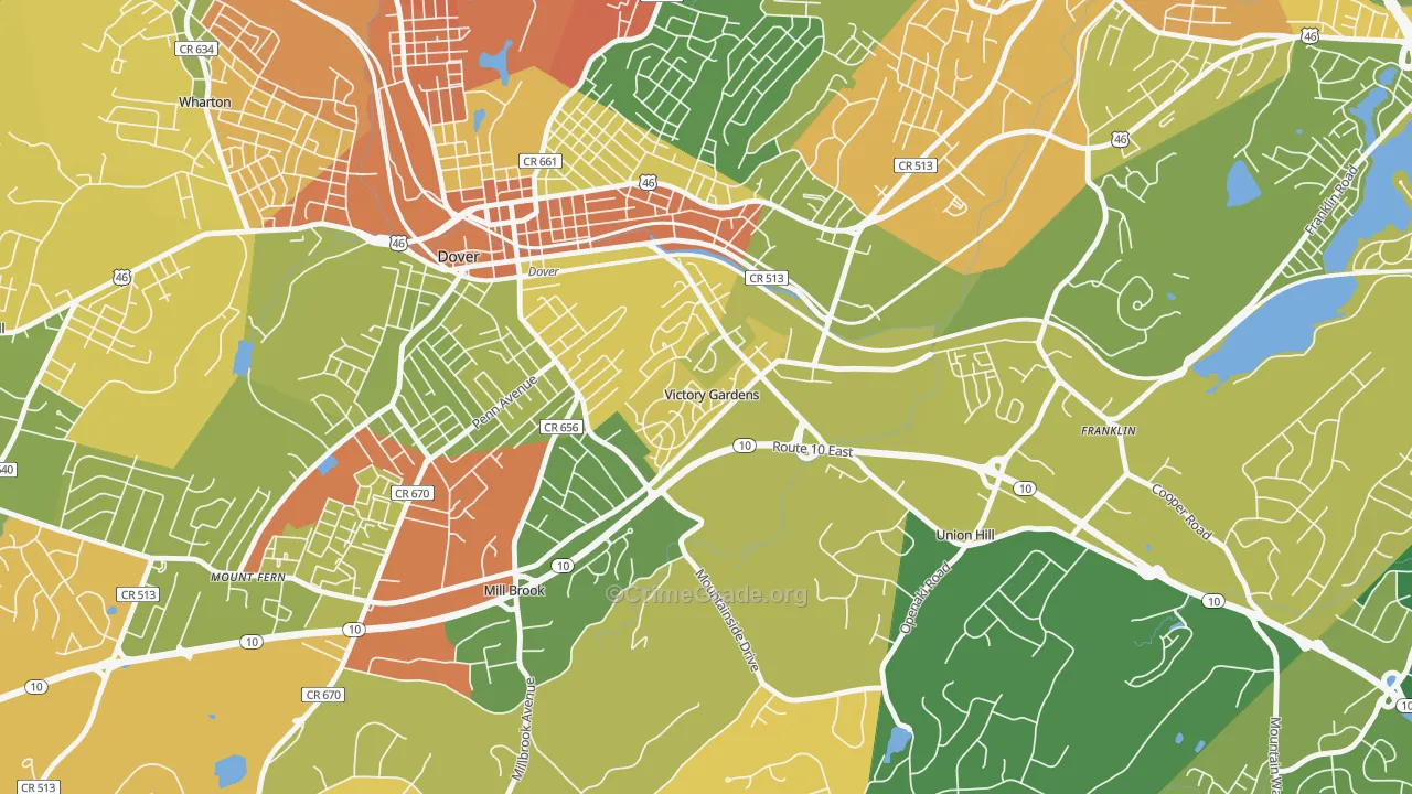 Victory Gardens, NJ Map of Assault Rates