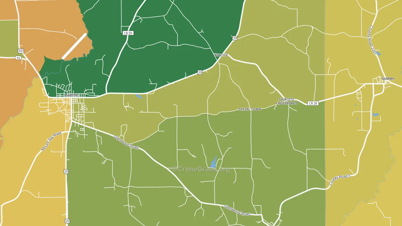 Vidette, AL Map of Assault Rates