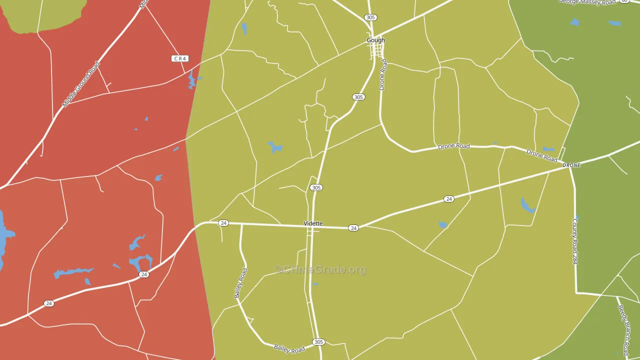 Vidette, GA Map of Assault Rates
