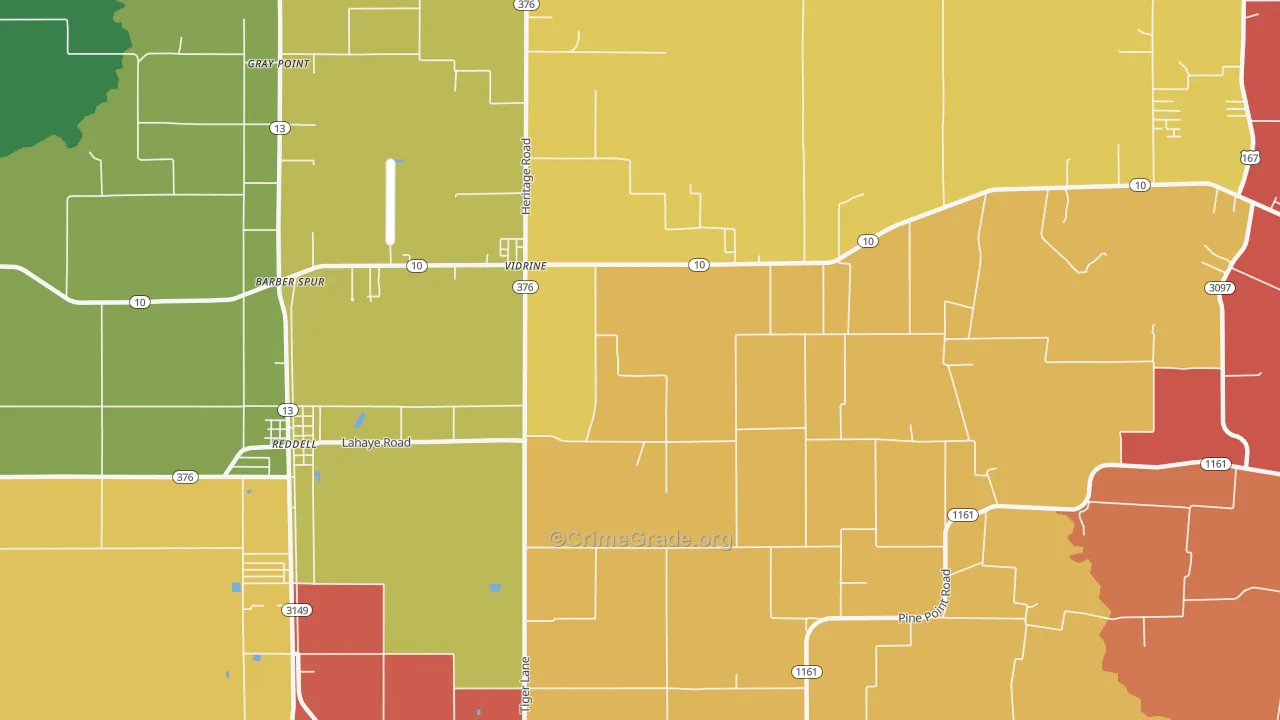 Vidrine, LA Map of Assault Rates