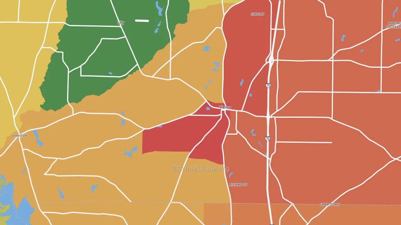 Vienna, GA Map of Assault Rates