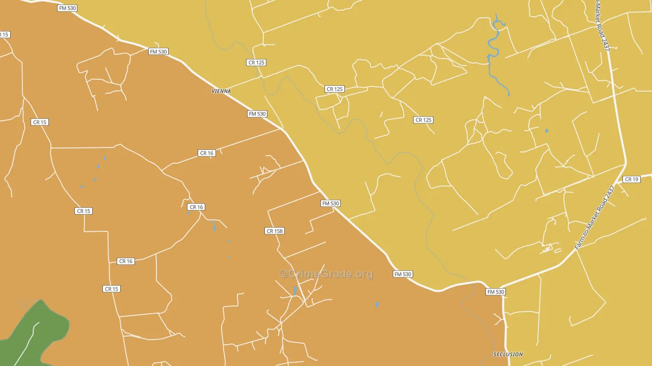 Vienna, TX Map of Assault Rates