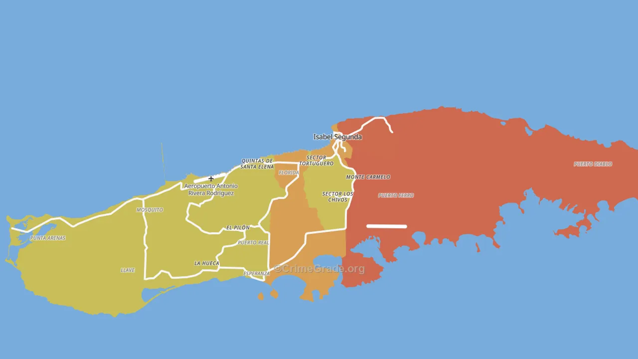Vieques Municipio, PR Map of Assault Rates