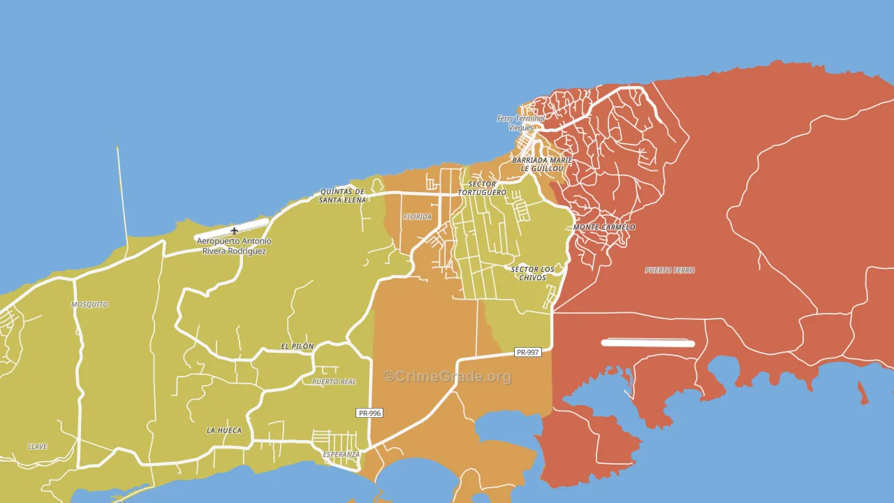Vieques, PR Map of Assault Rates