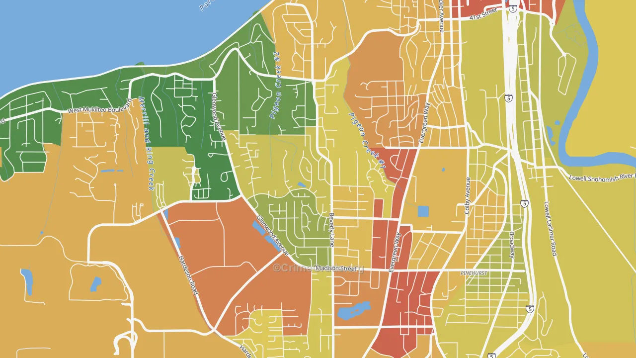 View Ridge-Madison, Everett, WA Map of Assault Rates