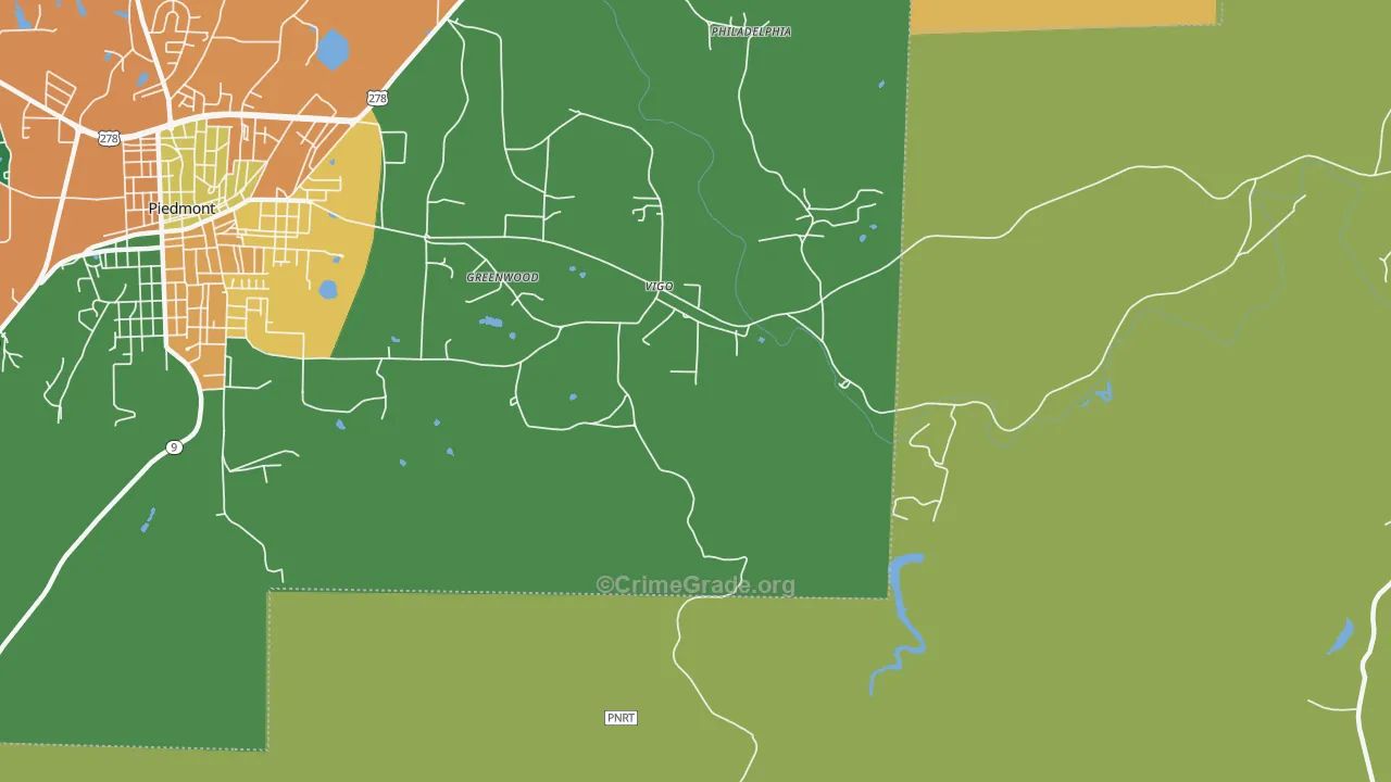 Vigo, AL Map of Assault Rates
