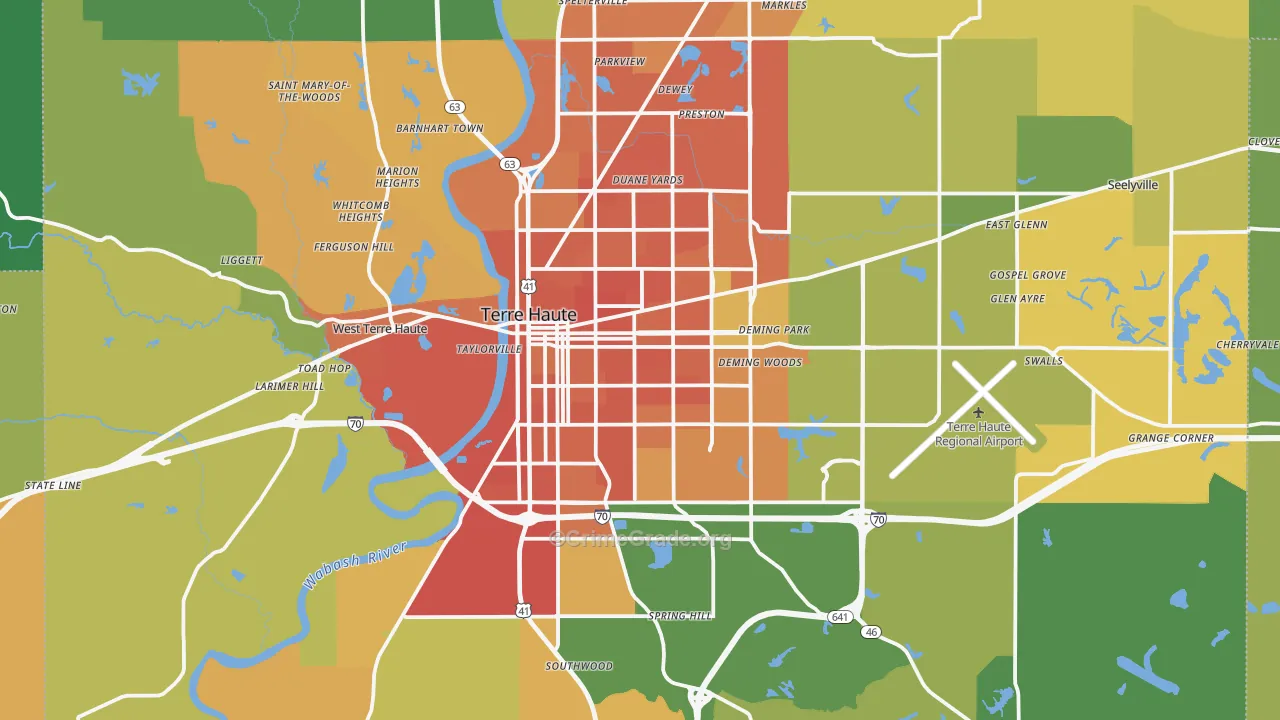 Vigo County, IN Map of Assault Rates