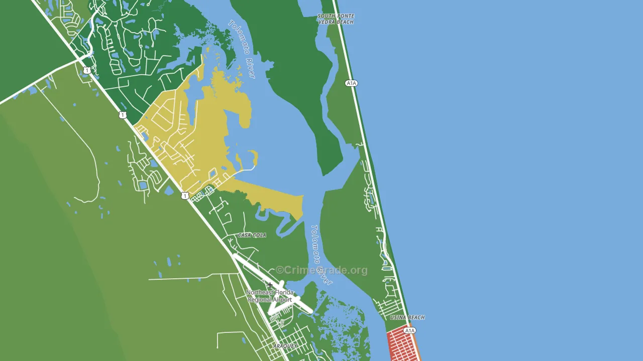 Vilano Beach, FL Map of Assault Rates