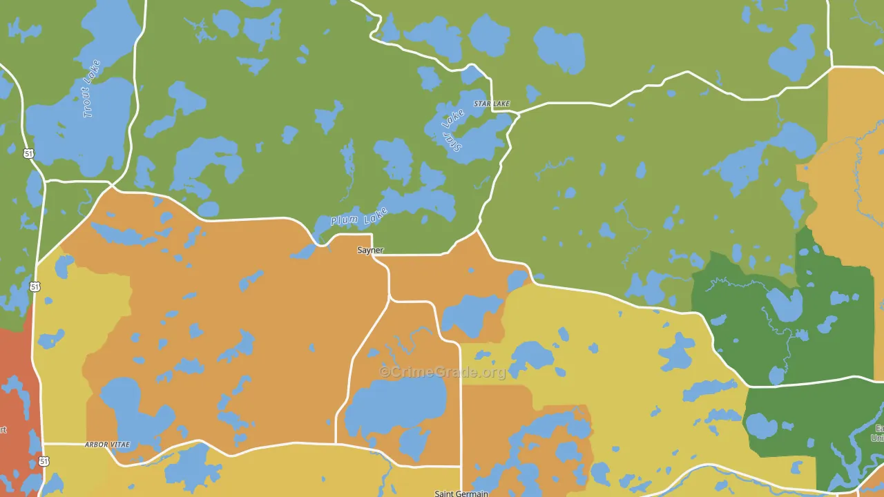 Vilas County, WI Map of Assault Rates