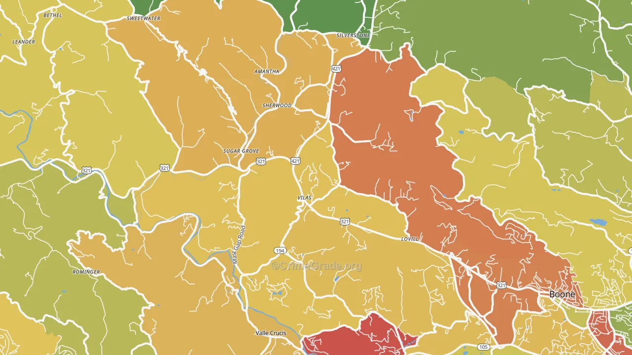 Vilas, NC Map of Assault Rates