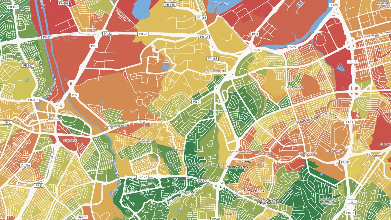 Villa Caparra, Guaynabo, PR Map of Assault Rates
