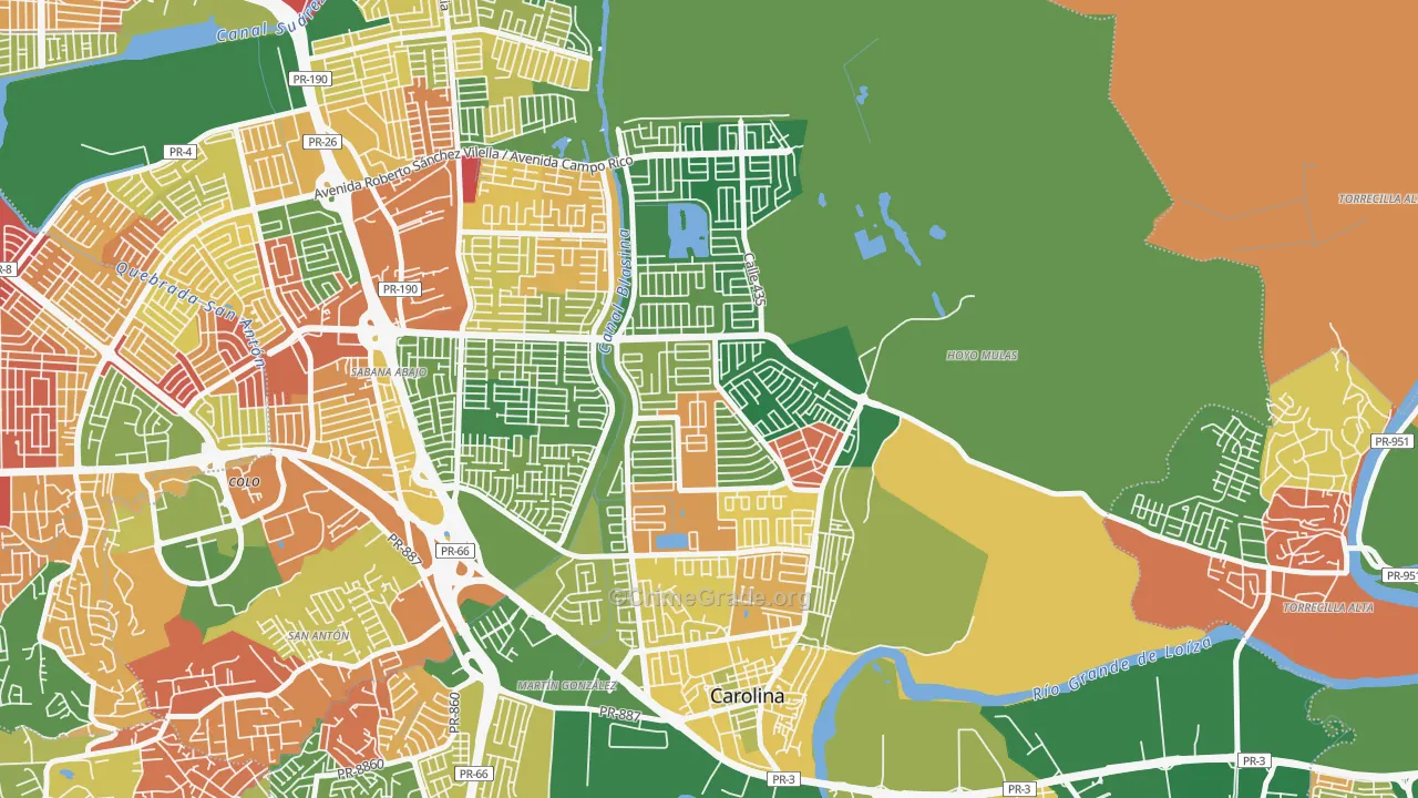 Villa Carolina, Carolina, PR Map of Assault Rates