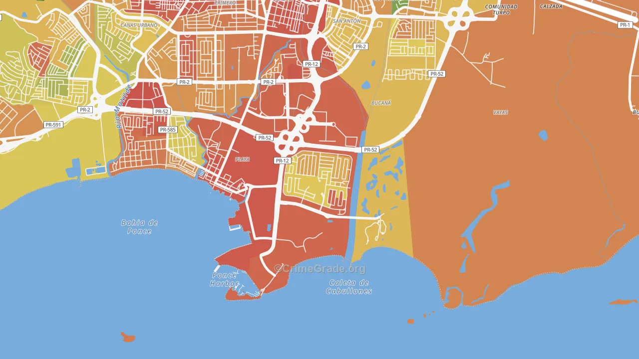 Villa del Carmen, Ponce, PR Map of Assault Rates