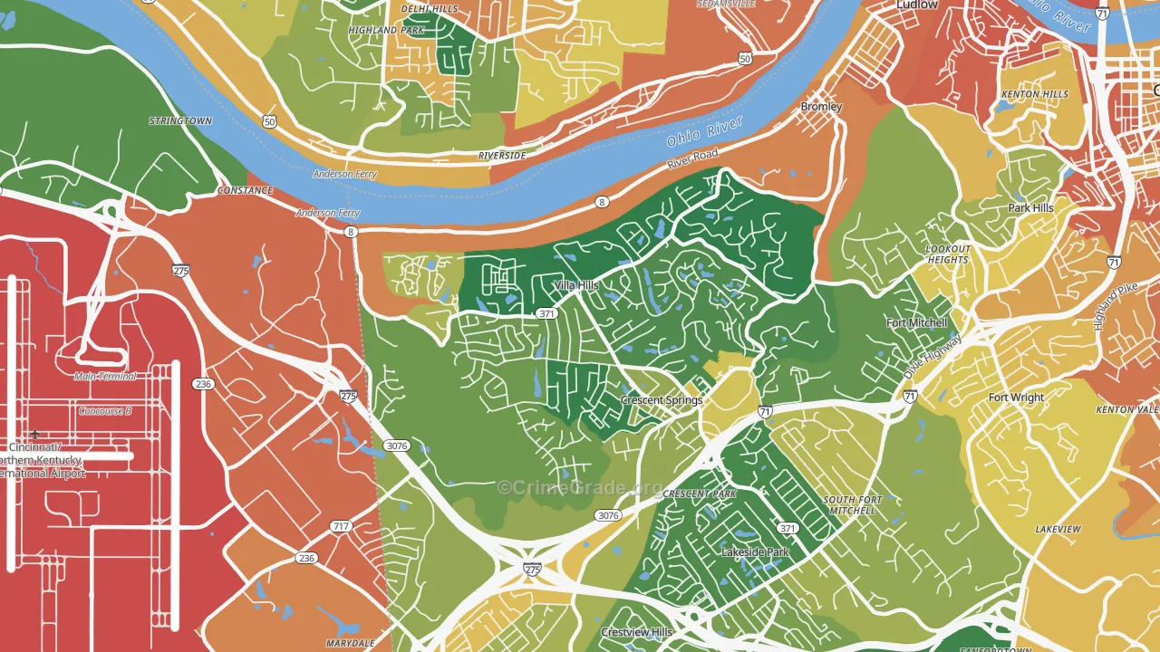 Villa Hills, KY Map of Assault Rates