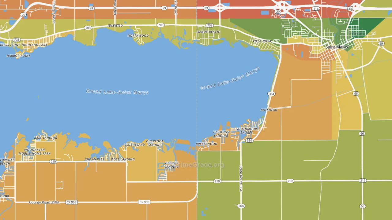 Villa Nova, OH Map of Assault Rates